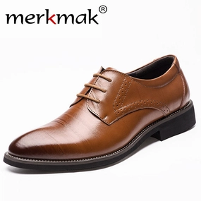 2017 New High Quality Genuine Leather Men Brogues Shoes Lace-Up Bullock Business Dress Men Oxfords Shoes Male Formal Shoes Flat Feet Wide Shoes