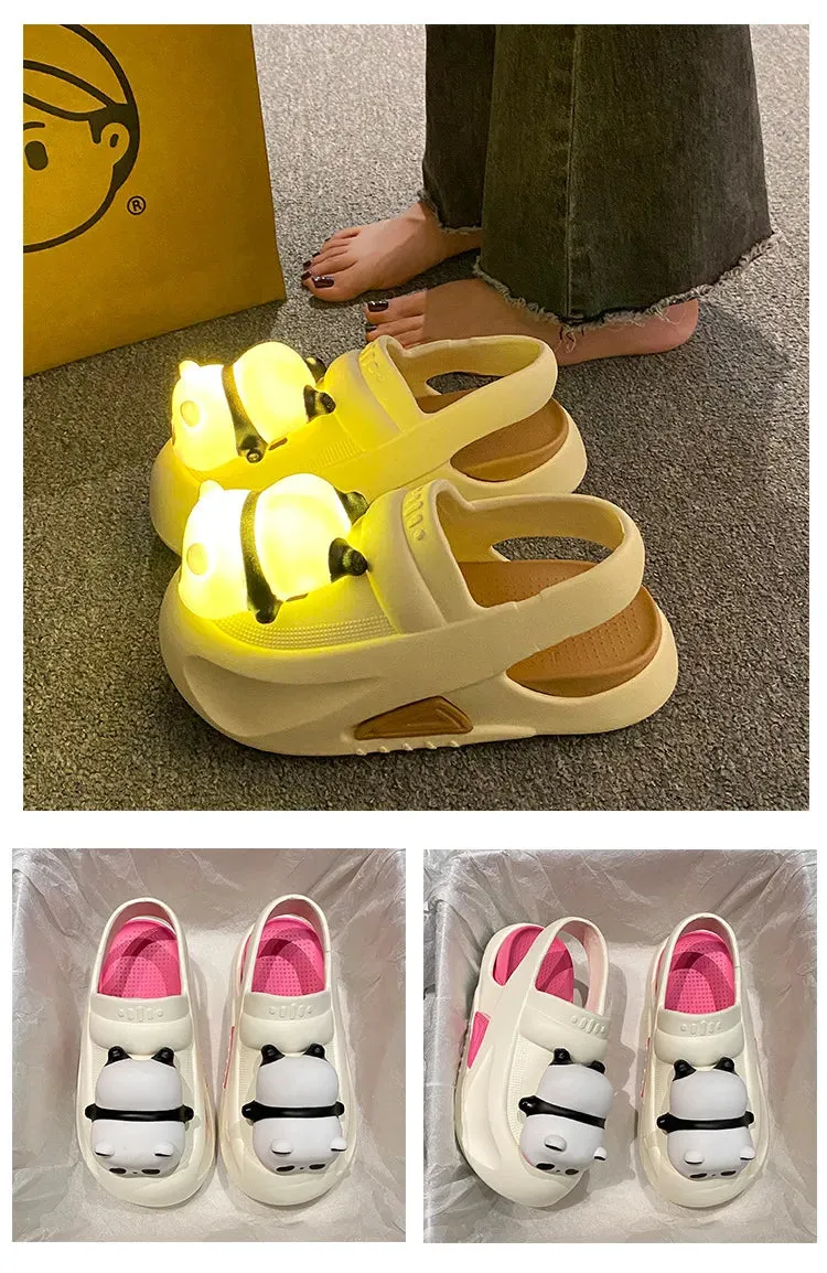 Wing Slippers 2024 Cute Slipper With Panda Lamp Summer Sandales Femme Light Funny Woman Slippers Shoes Women