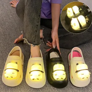 Beach Slides 2024 Cute Slipper With Panda Lamp Summer Sandales Femme Light Funny Woman Slippers Shoes Women