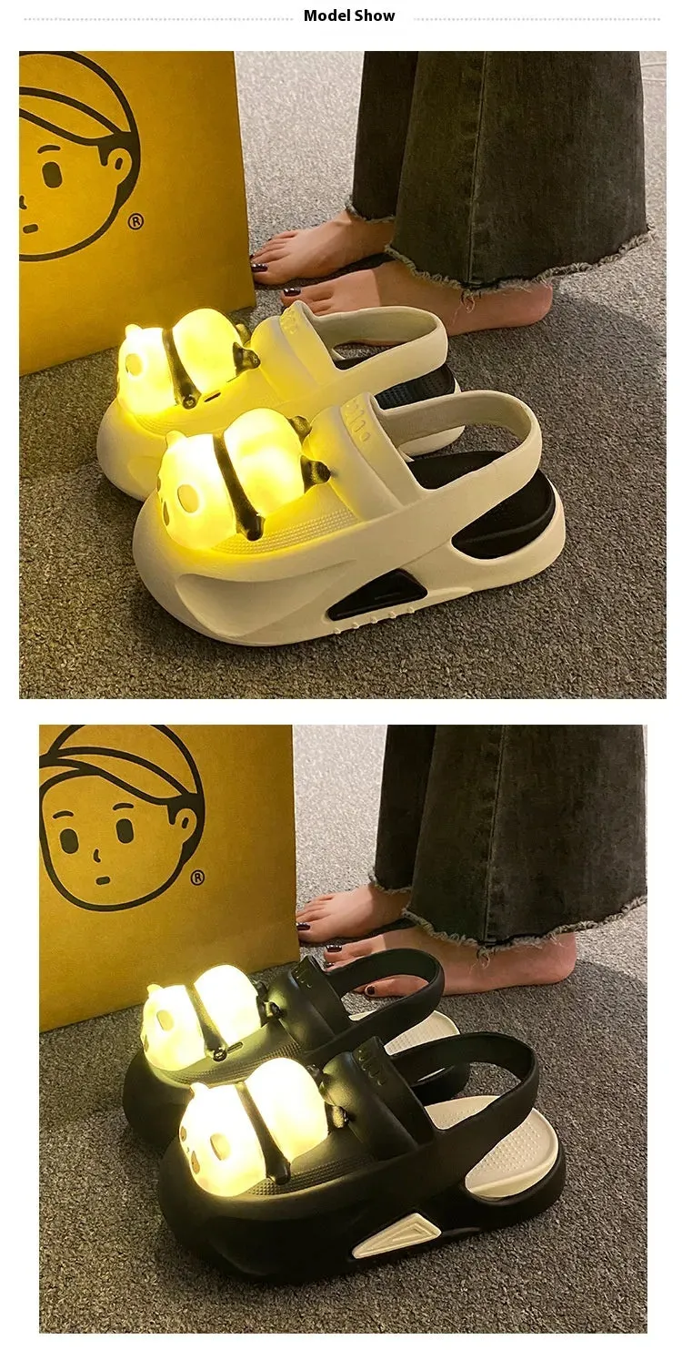 2024 Cute Slipper With Panda Lamp Summer Sandales Femme Light Funny Woman Slippers Shoes Women Glerups Slippers Sale