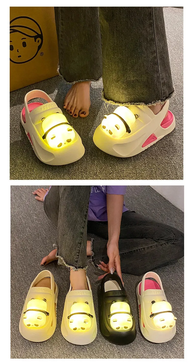 2024 Cute Slipper With Panda Lamp Summer Sandales Femme Light Funny Woman Slippers Shoes Women Toes Slippers Canyaon