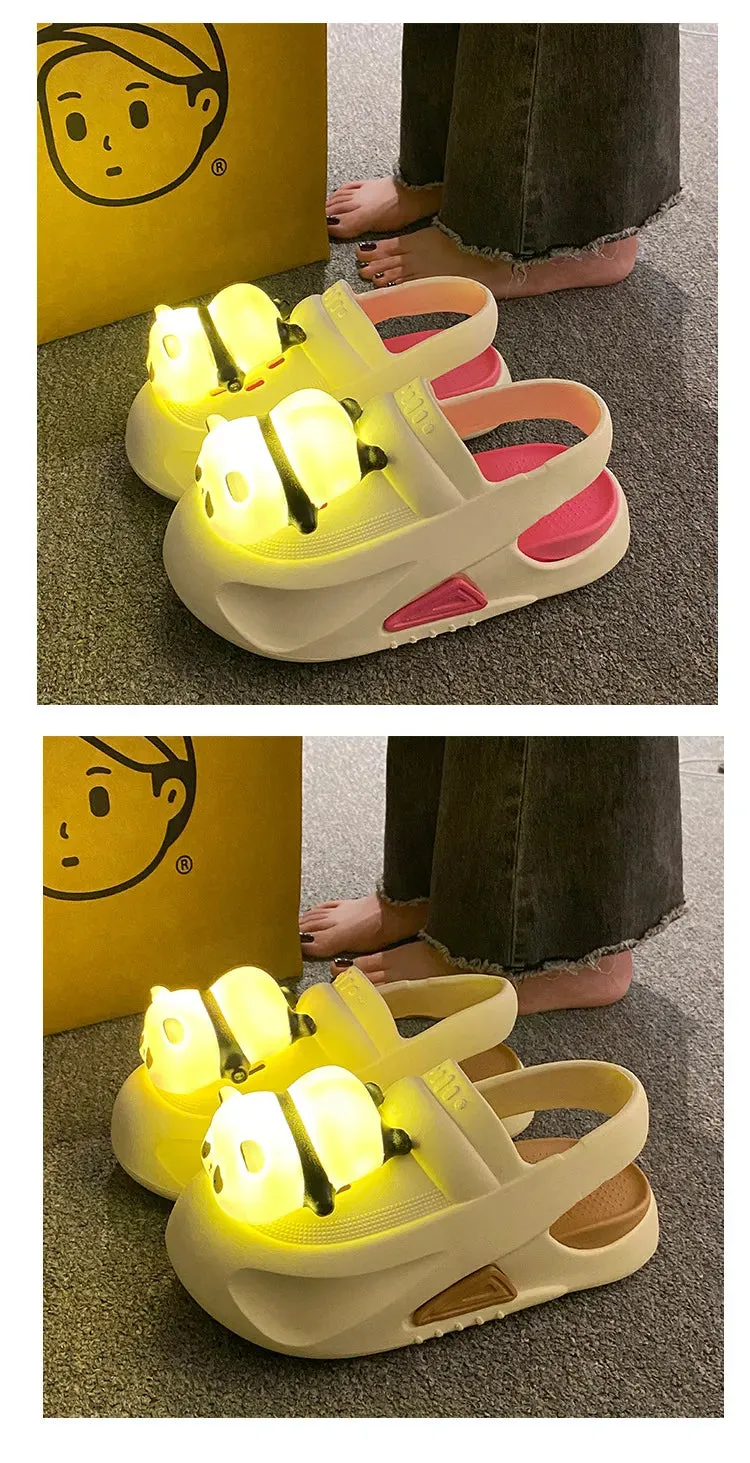 2024 Cute Slipper With Panda Lamp Summer Sandales Femme Light Funny Woman Slippers Shoes Women Slide Retail