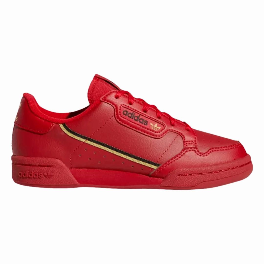 Adidas - Kid's Continental 80 J 'Scarlet' - Scarlet / Gold Metallic / Core Black Adidas Jeans Shoes