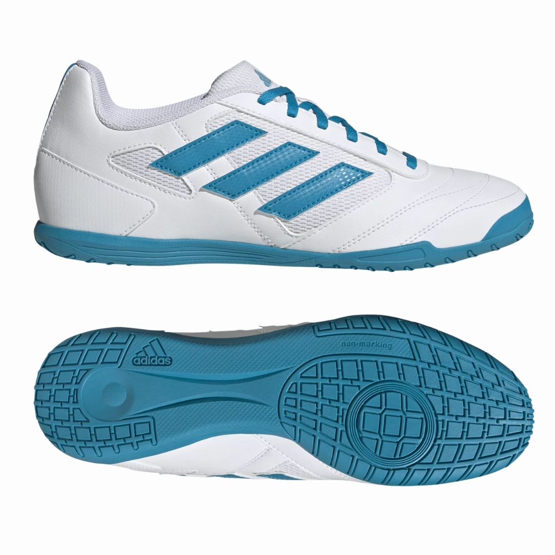 New Adidas Running Shoes Adidas - Men's Super Sala 2 Indoor 'White Blue' - Cloud White / Bold Aqua / Bold Aqua
