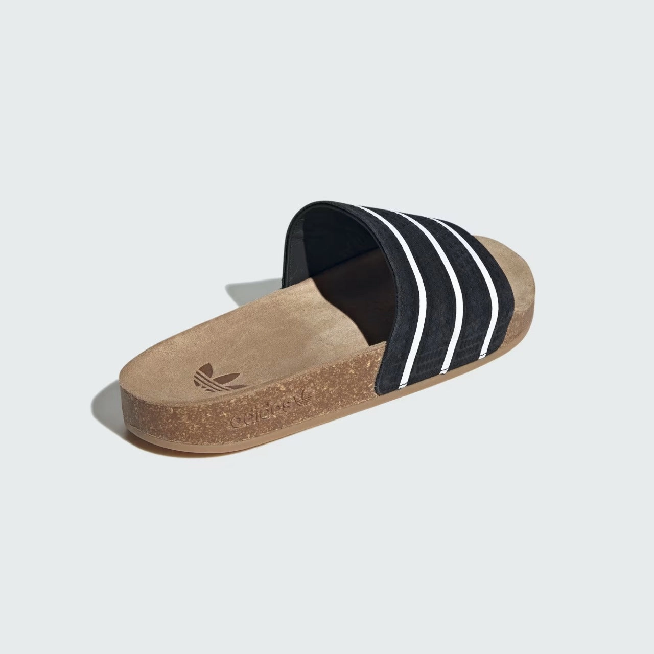Adidas Adilette Cork Suede Slide Black Flats Sandals
