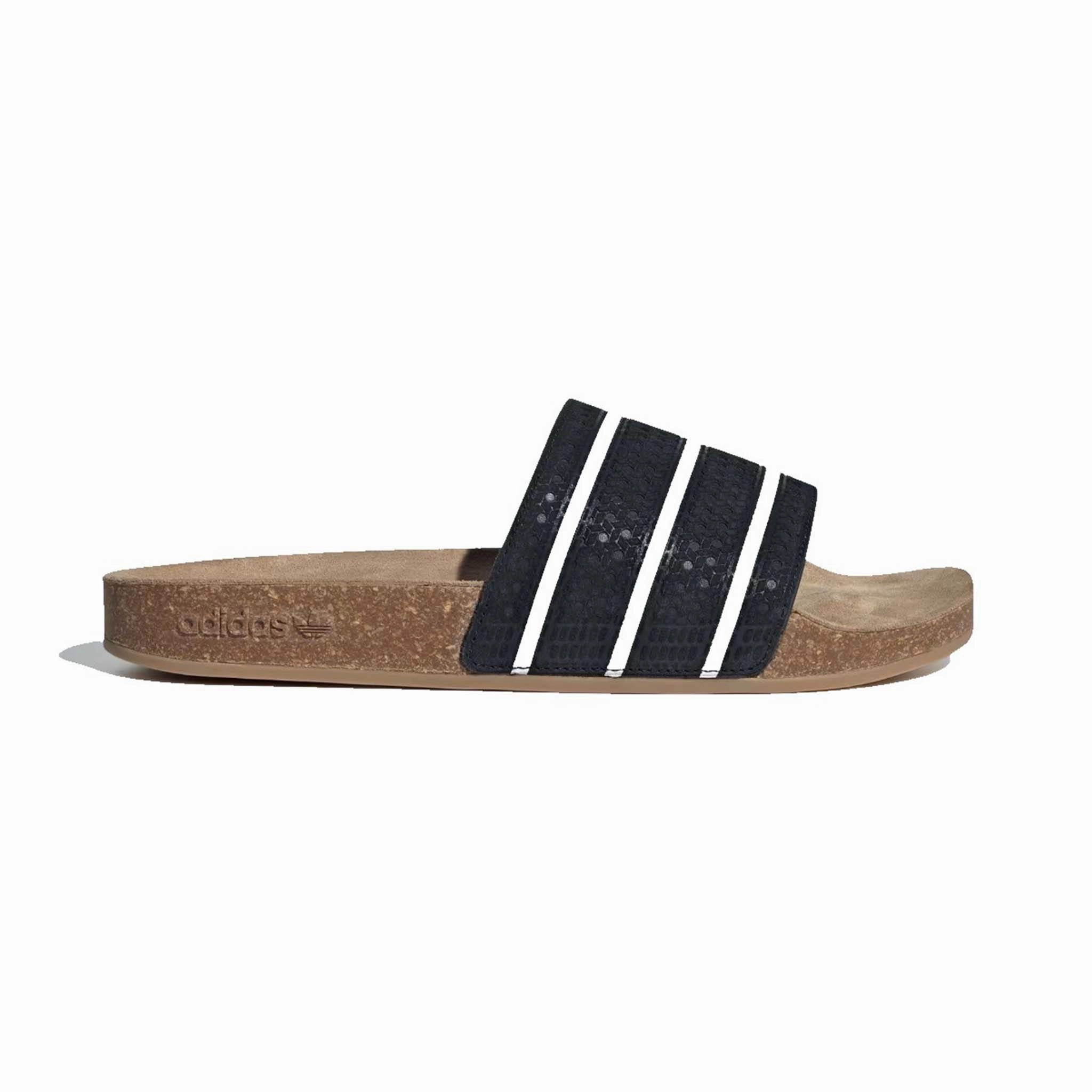 Adidas Adilette Cork Suede Slide Black Double G Sandals