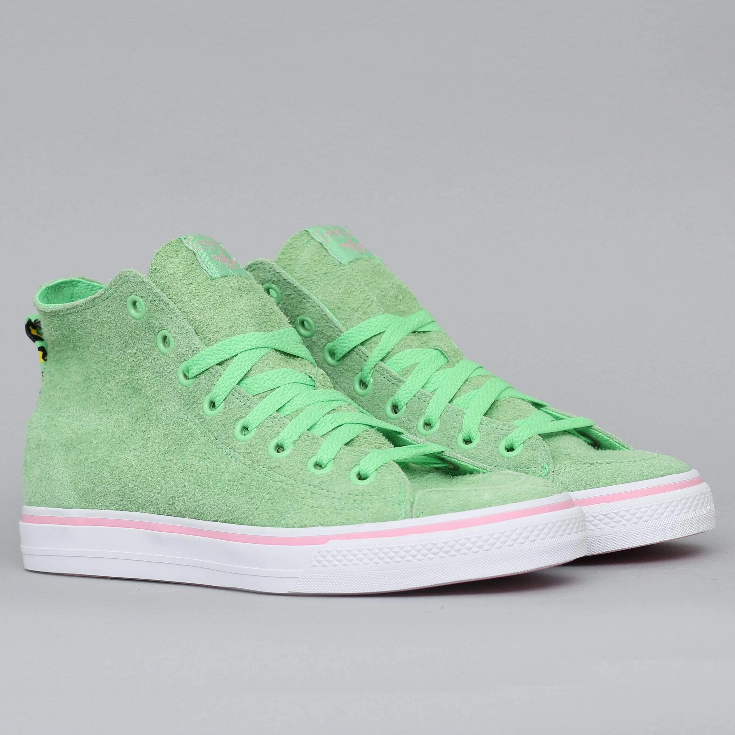 adidas Nizza Hi RFS X Nakel Shoes Spring Green / Footwear White / Light Pink Adidas Shoes From Ocean Plastic