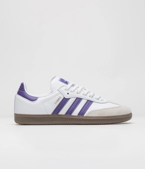 Shoe Sizing Adidas Adidas Samba ADV Shoes - Cloud White / Collegiate Purple / Gold Metallic