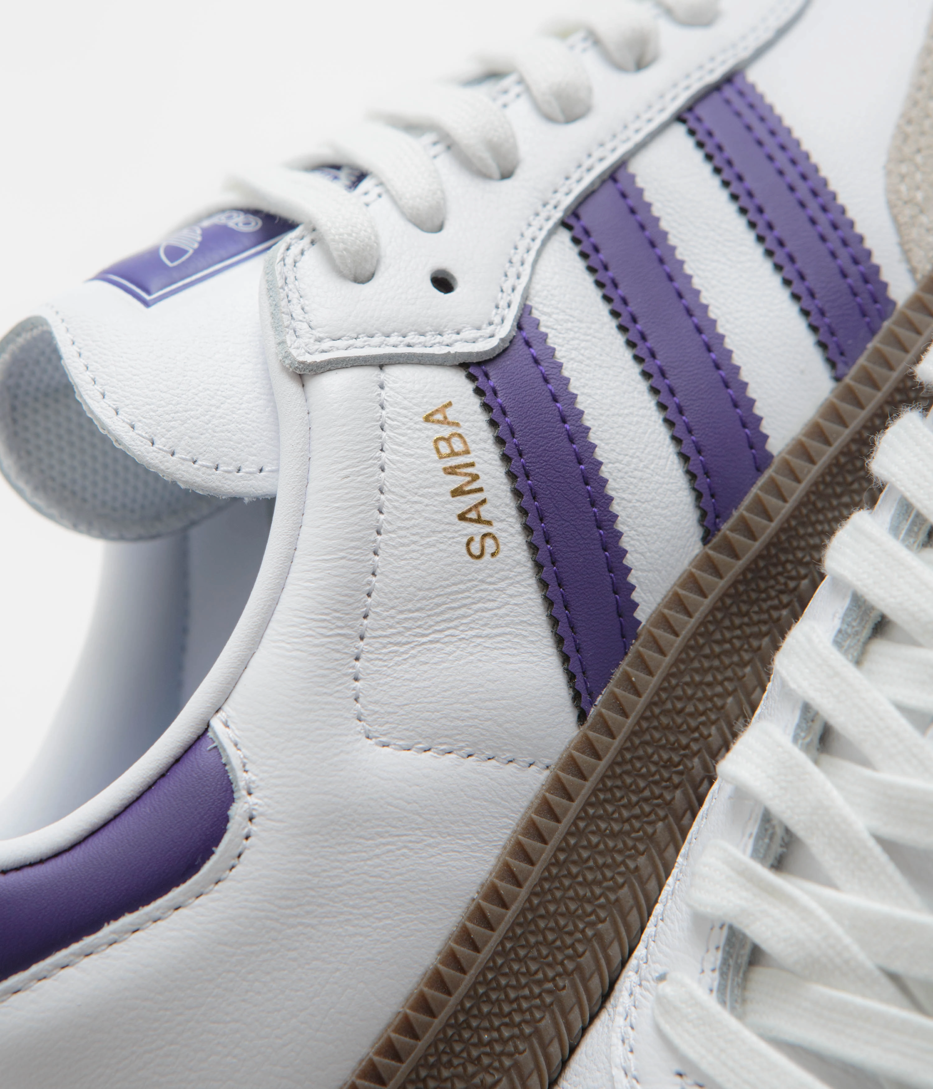Adidas Samba ADV Shoes - Cloud White / Collegiate Purple / Gold Metallic Most Popular Adidas Shoes 2024