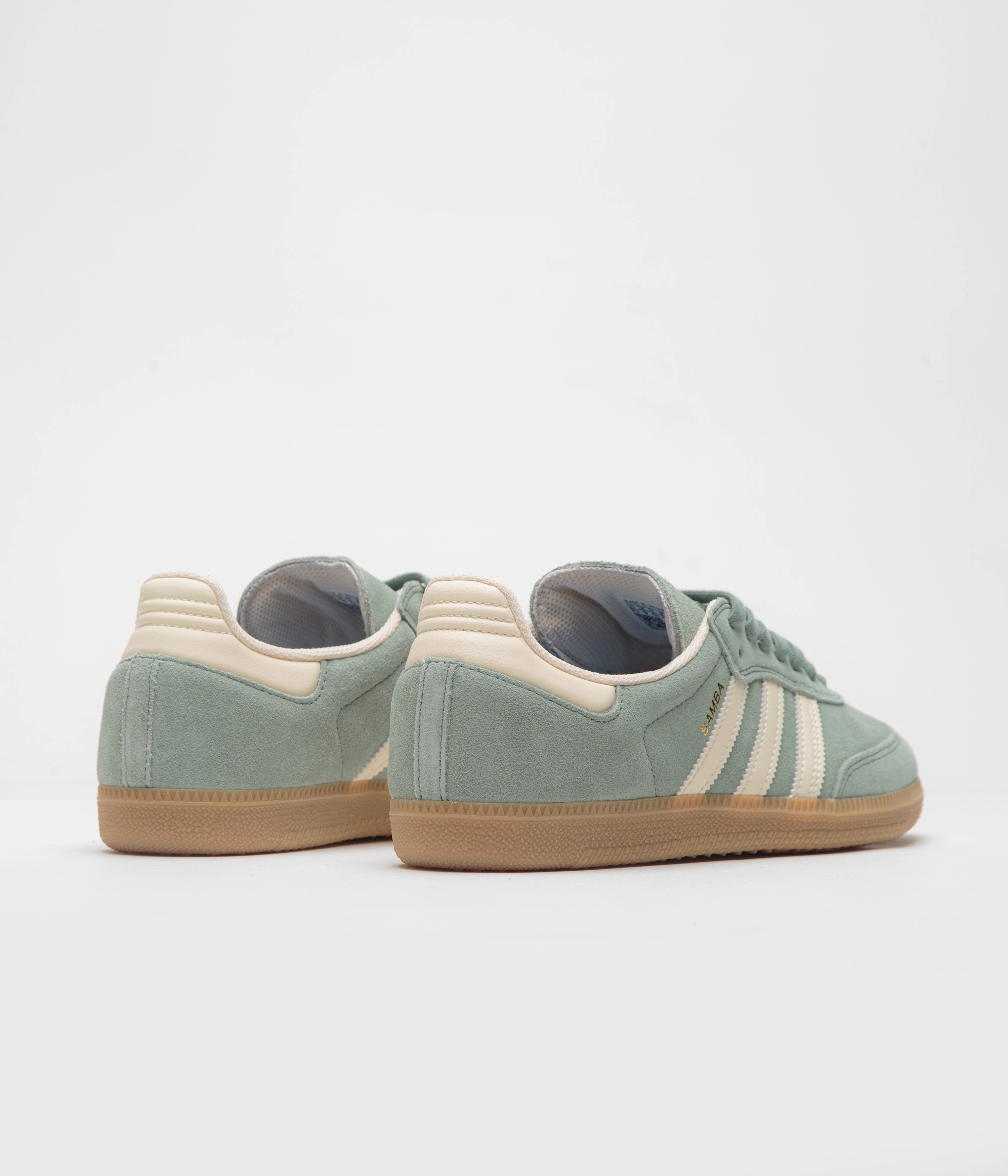 Adidas Samba ADV Shoes - Silver Green / Wonder White / Gold Metallic Ku Adidas Shoes