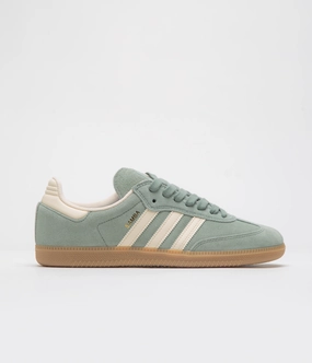 Adidas High End Shoes Adidas Samba ADV Shoes - Silver Green / Wonder White / Gold Metallic