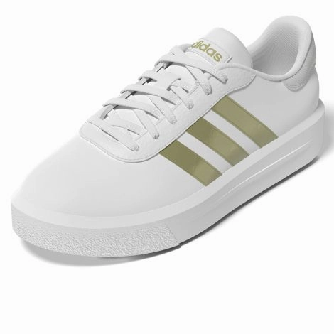 Adidas Women's "Court Platform" Sneakers - White/Gold Adidas Adistar Olympic Lifting Shoes