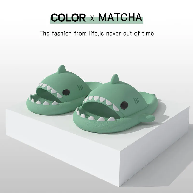Adult's Slippers Indoor Outdoor Funny Shark Cartoon Reflexology Slippers