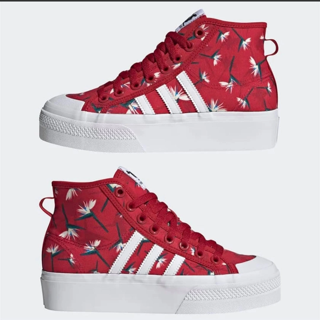 Adidas Nizza Platform Mid GY9561 Shoes Tm W Red/White (US-6) Gazelle Adidas Shoes