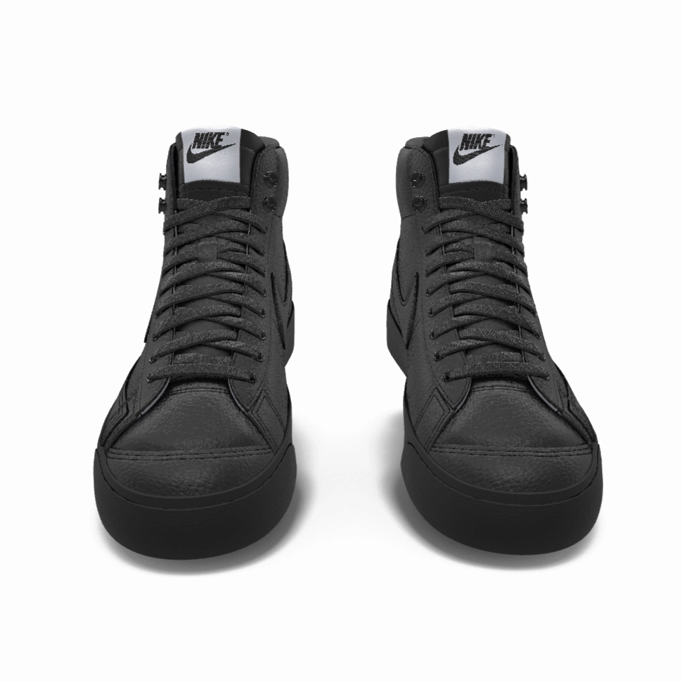 $195 NIB NEW Mens NIKE Blazer Mid 77 Custom Triple Black Premium Leather Shoes Asics Shoes Made In Usa