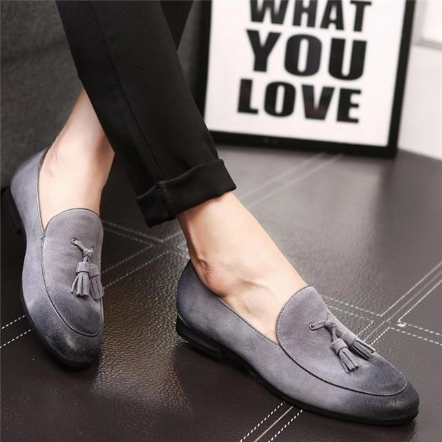 Italian Style Tassel Casual Slip On Pointed Toe Men's Loafers Ralph Lauren Suede Loafers