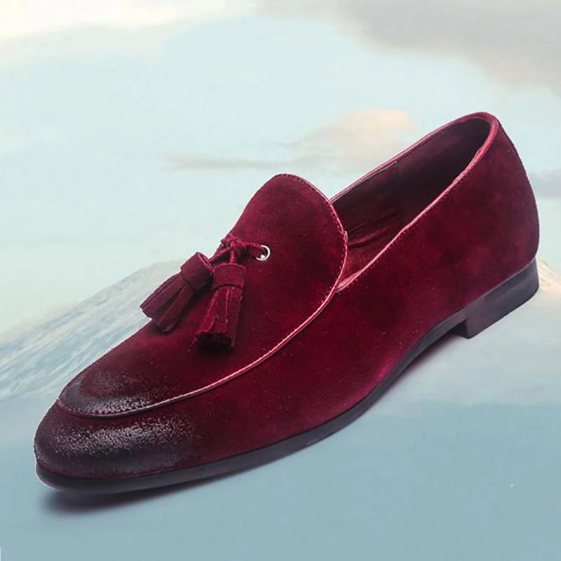 Saude Loafers Italian Style Tassel Casual Slip On Pointed Toe Men's Loafers