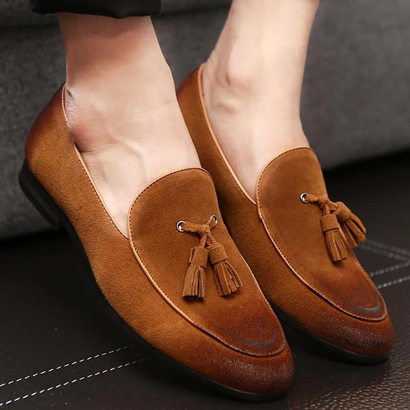 Italian Loafers Sale Italian Style Tassel Casual Slip On Pointed Toe Men's Loafers