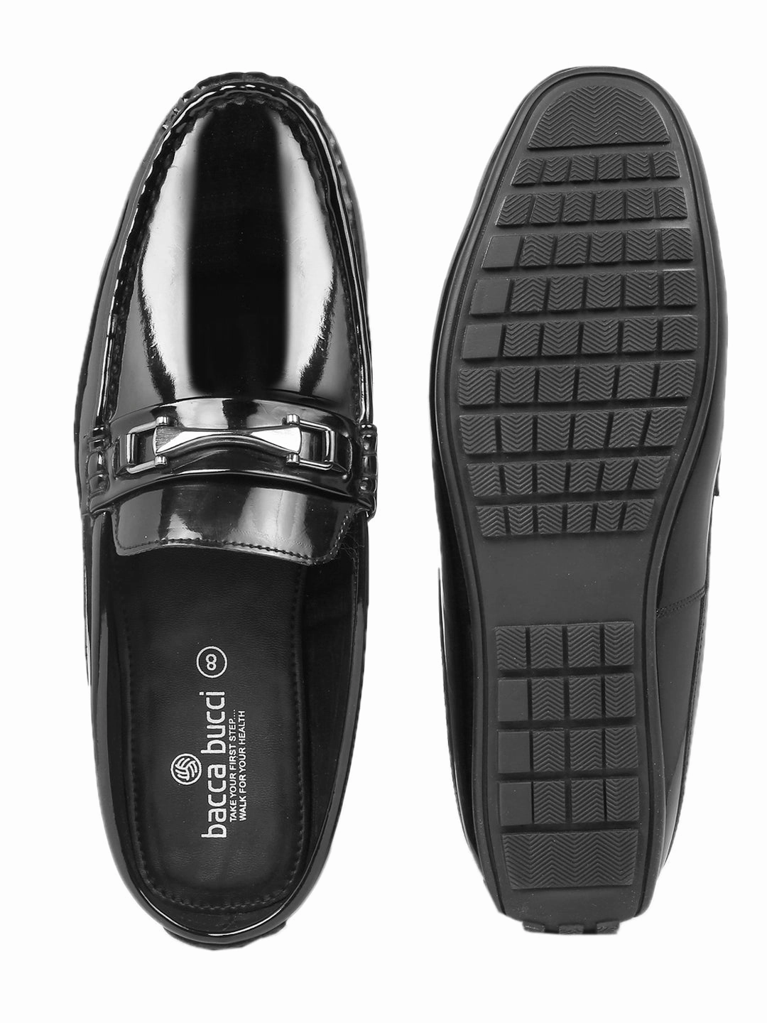 Loafers With Wide Leg Jeans Bacca Bucci JAMBOREE Fashion Mules/Clogs/Backless Loafers for Party/Travel/Office-Shiny Black