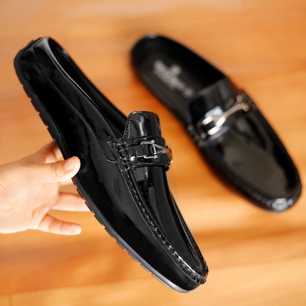 Bacca Bucci JAMBOREE Fashion Mules/Clogs/Backless Loafers for Party/Travel/Office-Shiny Black Kerin Loafers