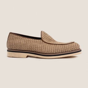 Beige Raffia Loafers Peter Millar Casual Shoes