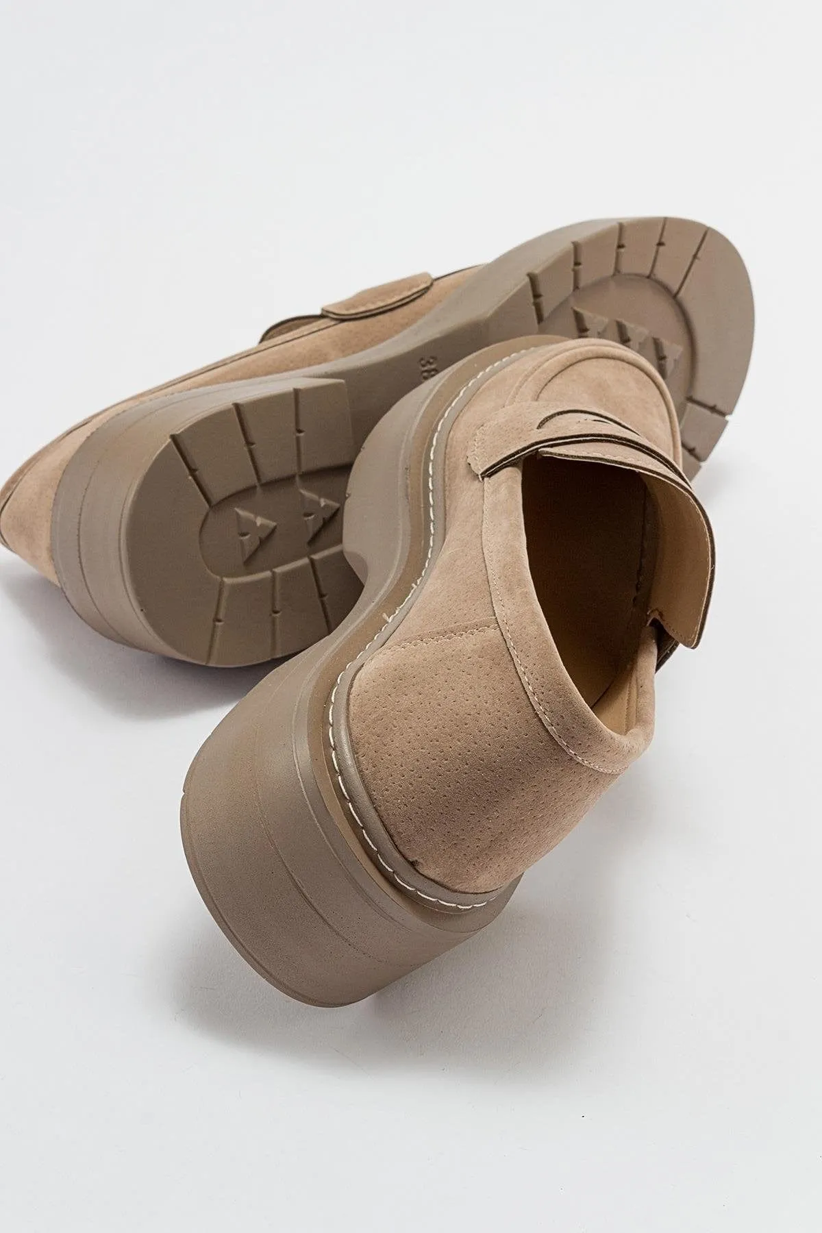 Doc Martens Tassel Loafers Josie Vegan Suede Platform Loafers | Beige