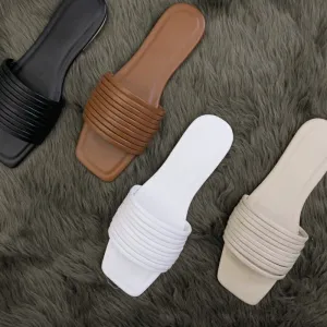 Transformers Slippers Women Fashion Luxurious Clear Strappy Korean Style Flat Slippers, Sandal Perfect for Summer Wear - Comfortable and Stylish for Any Occasion Black, White, Brown, Beige