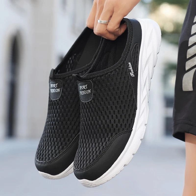 Post Op Slippers Breathable Mesh Mens Summer Half Slippers | Lightweight Walking Shoes