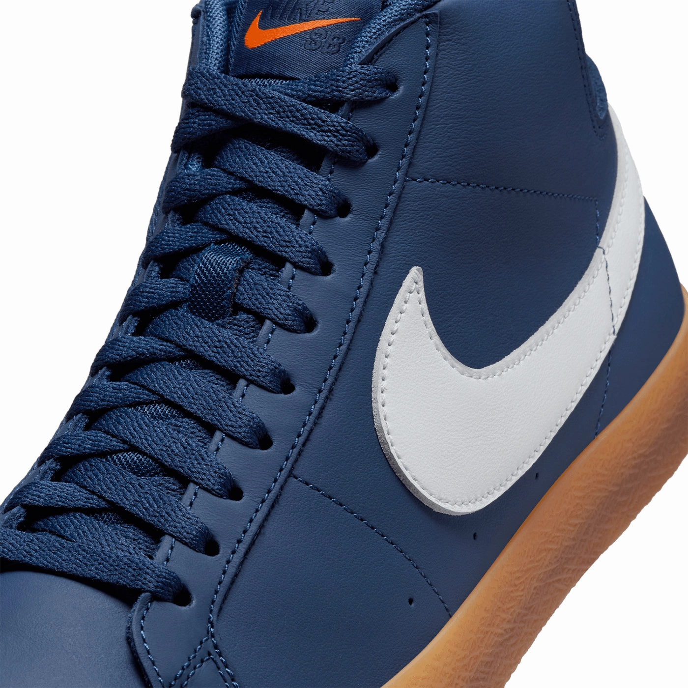 Nike SB Orange Label Zoom Blazer Mid ISO Shoes - Navy / White - Navy - Gum Light Brown Asics Tiger Slip On Shoes