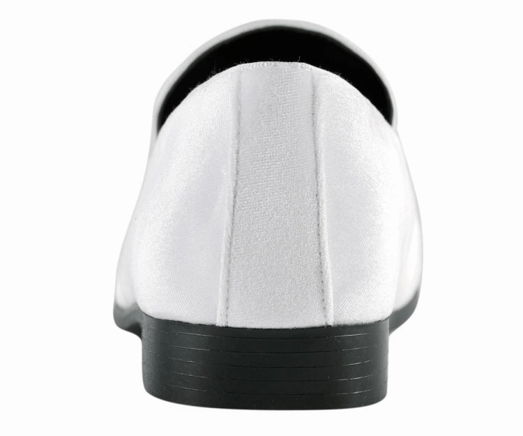 Amali Knight Elegant White Velvet Loafers For Men Cow Print Loafers