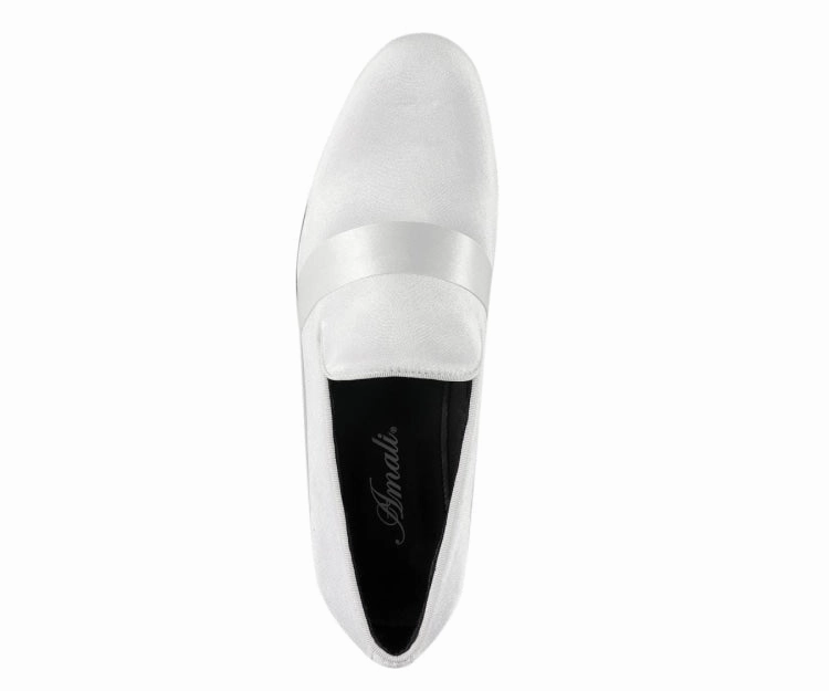 Amali Knight Elegant White Velvet Loafers For Men Penny Style Loafers