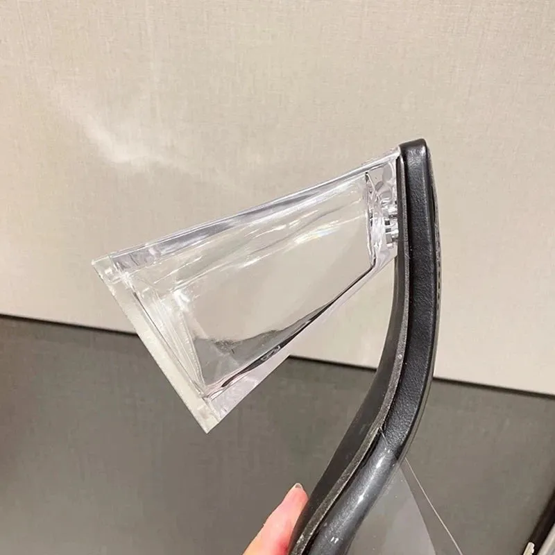 Amozae-Fashion Rhinestone Bowtie Buckle Slippers Women Summer PVC Transparent Jelly Sandals Crystal Perspex Heels Ladies Dress Shoes Tasman Slippers Outfit