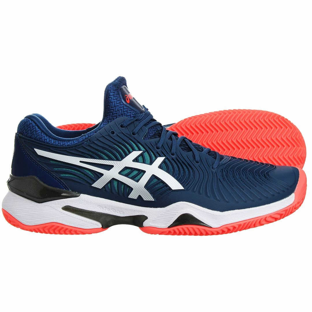 Asic Gel Shoes Asics Court FF 2 Clay Tennis Mens Blue Trainers