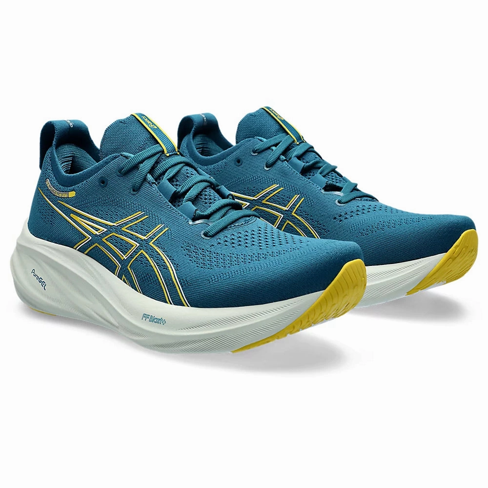 ASICS GEL NIMBUS 26 MEN'S (EVENING TEAL/ LIGHT MUSTARD) RUNNING SHOES Asics Shoes Uk