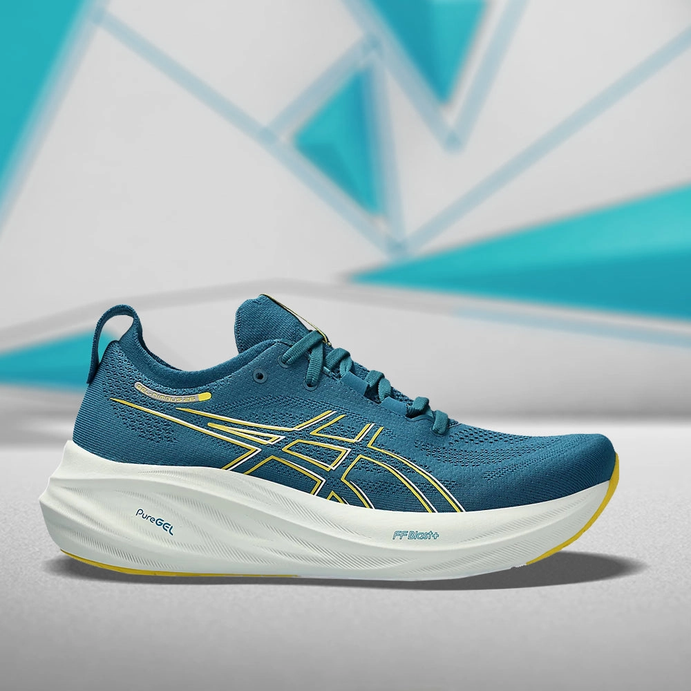 Asics Tiger Slip On Shoes ASICS GEL NIMBUS 26 MEN'S (EVENING TEAL/ LIGHT MUSTARD) RUNNING SHOES