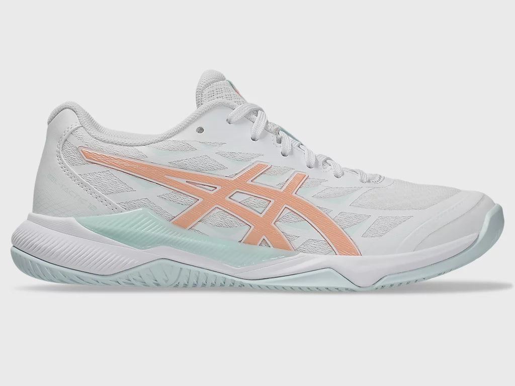 Discount Asics Shoes Asics Gel-Tactic 12 Women White/Bright Sunstone