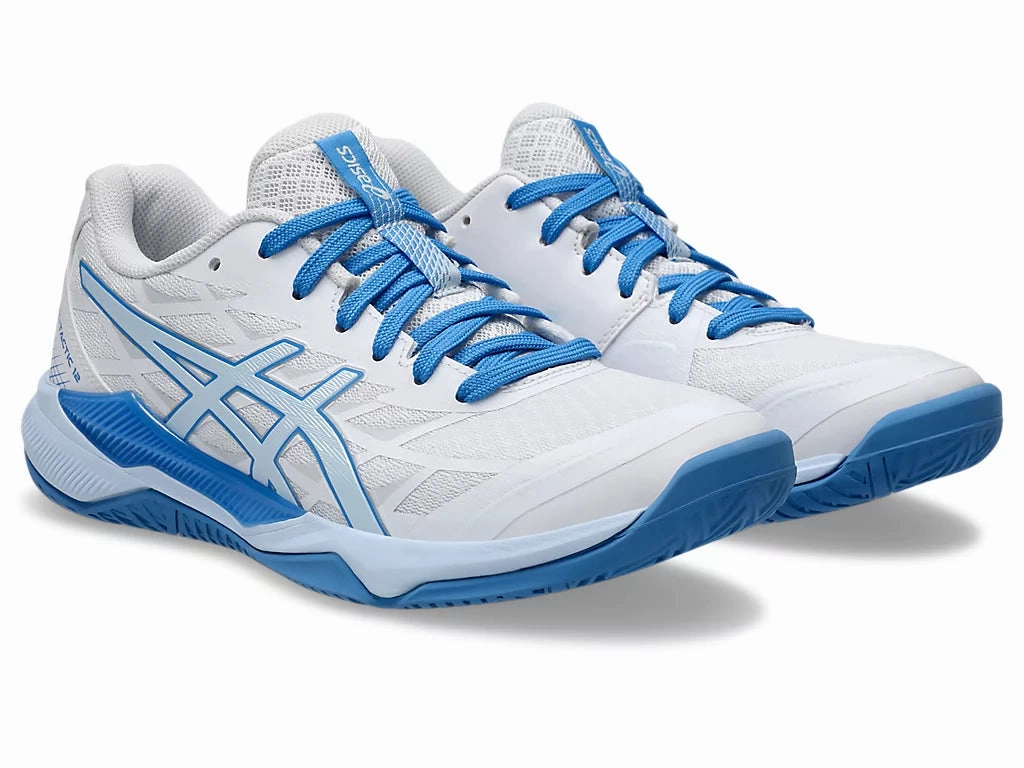 Asics Gel-Tactic 12 Womens White/Light Blue Asics Low Profile Shoes