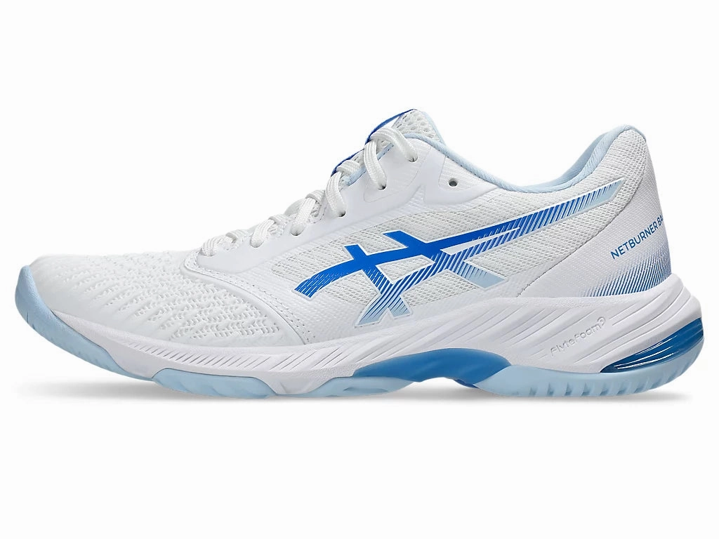 Asic Golf Shoes Asics Netburner Ballistic FF 3 Womens White/Blue Coast