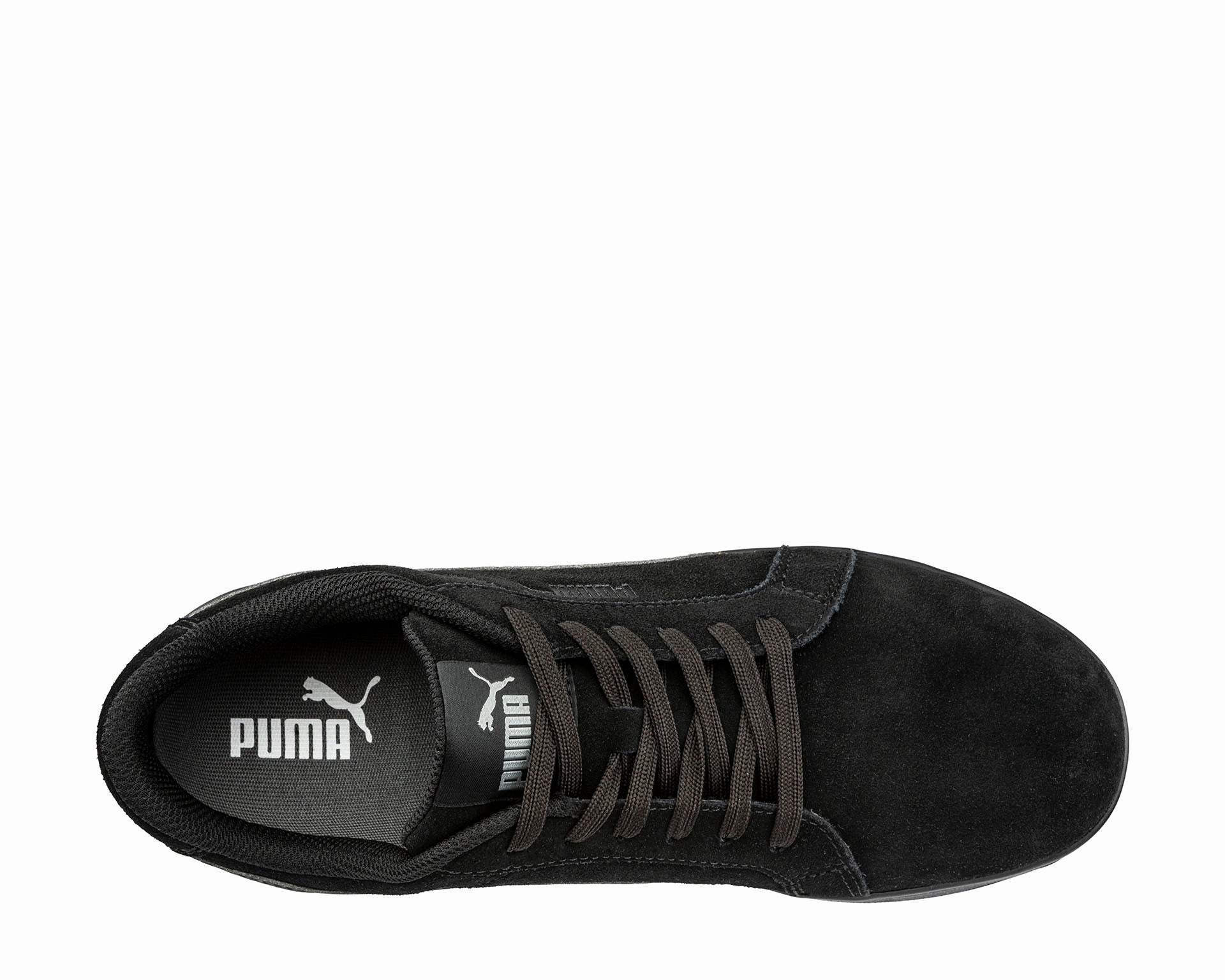 Puma Women's 640345 Iconic Black/Black Suede Low Composite Safety Toe Metal Free Work Shoes Asics Shoes Safety