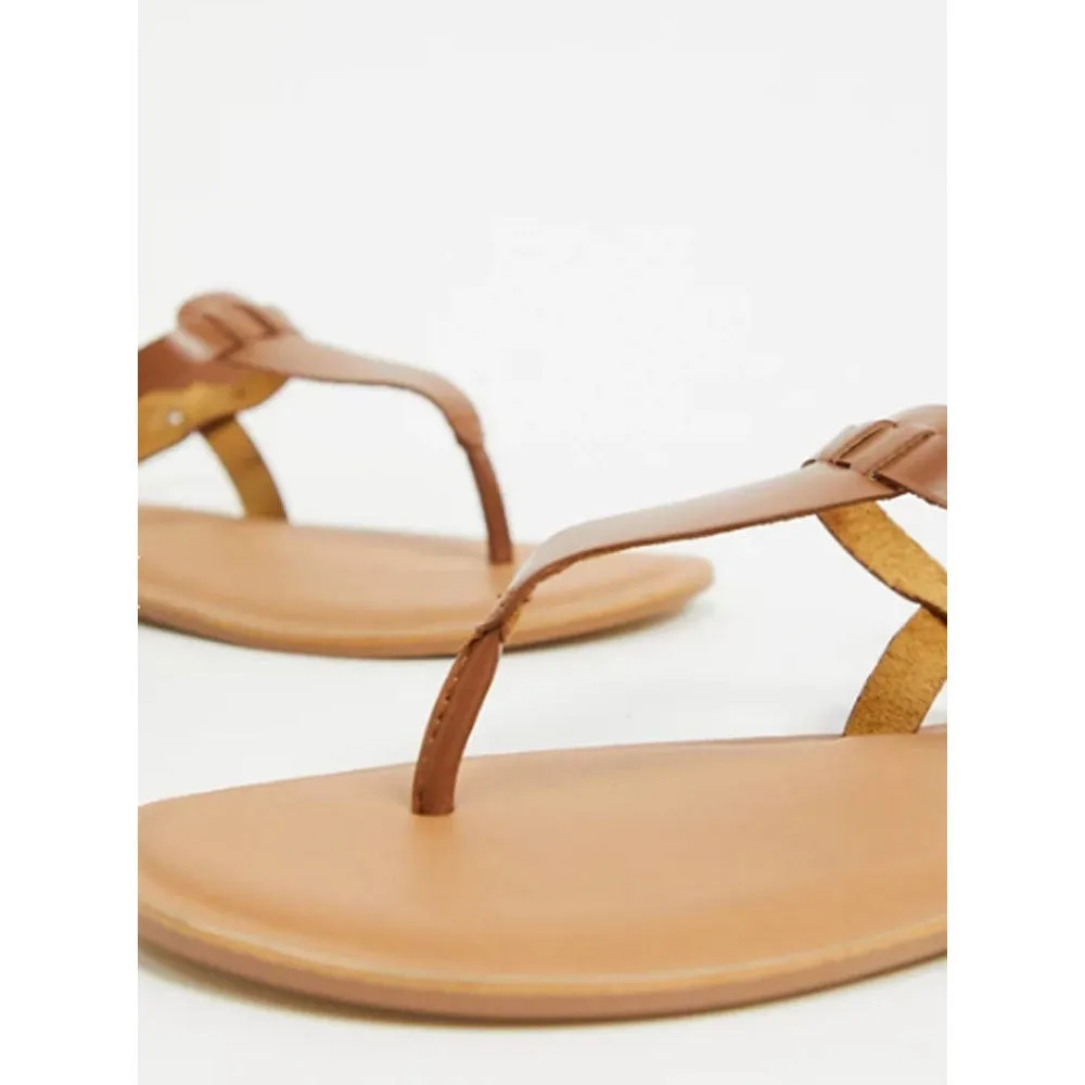 Earth Origin Sandals Asos- Fennel Leather Toe Post Sandal In Tan