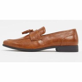Asos- Loafers In Tan Faux Leather With Tassel Sand Loafers