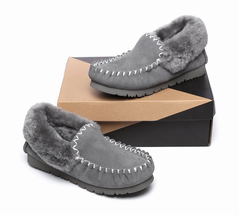 AUSTRALIAN SHEPHERD UGG Slippers Men Sheepskin Wool Ankle Popo Moccasins Big Size Guess Slippers