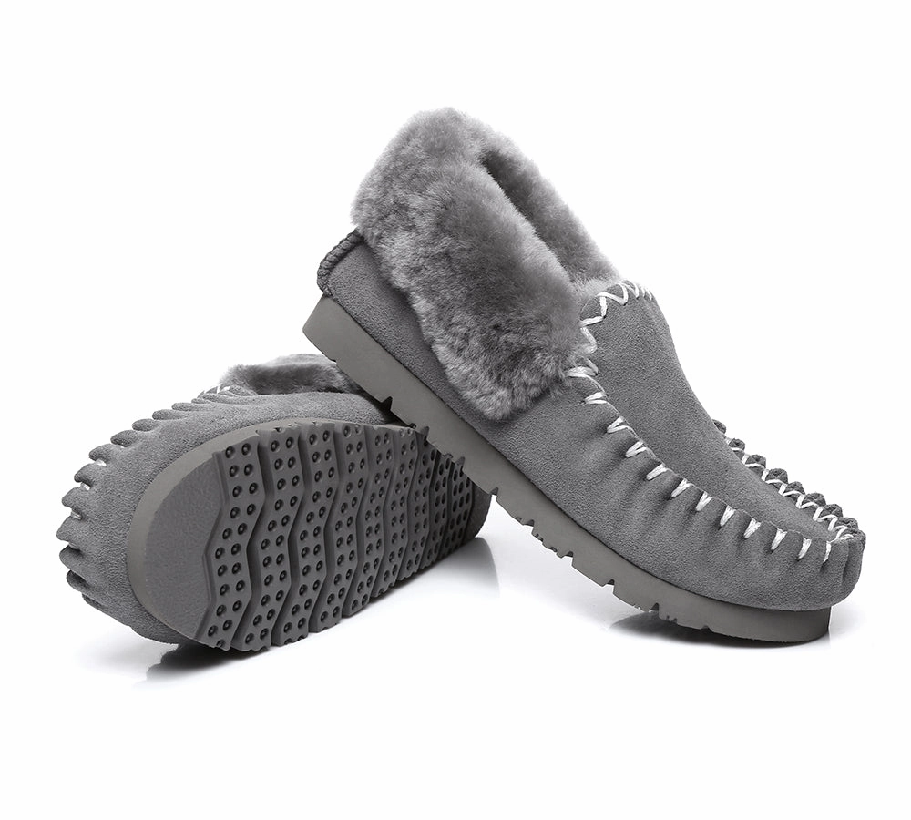 AUSTRALIAN SHEPHERD UGG Slippers Men Sheepskin Wool Ankle Popo Moccasins Big Size Bubble Slides Slippers