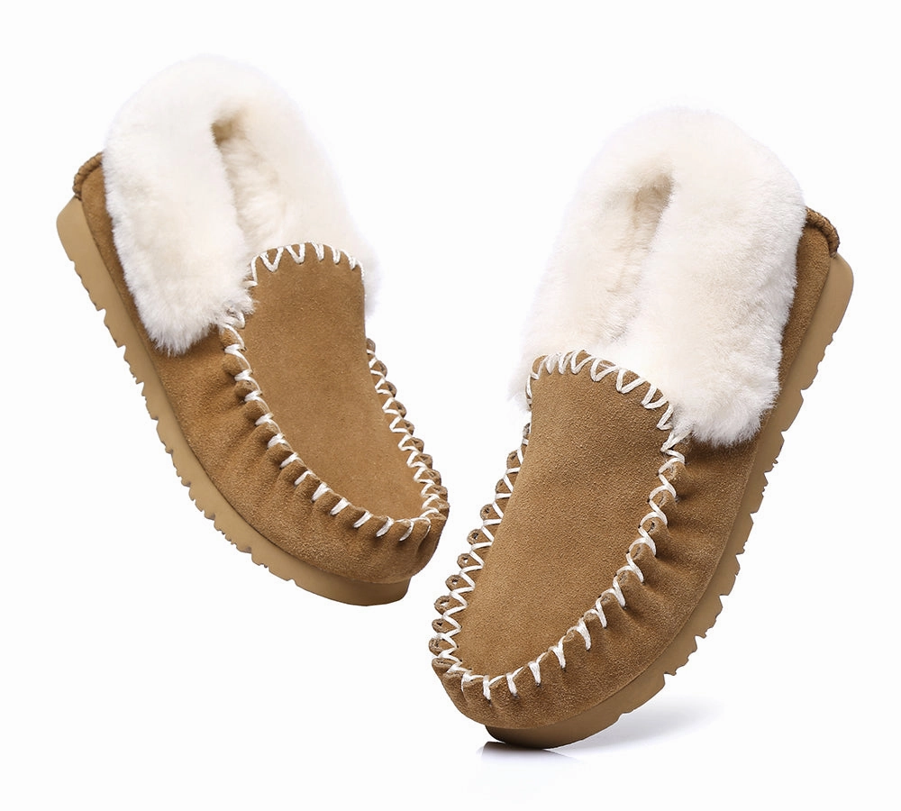 Eyeball Slippers AUSTRALIAN SHEPHERD UGG Slippers Men Sheepskin Wool Ankle Popo Moccasins Big Size