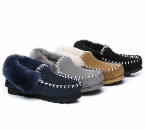 Slides & Sandals AUSTRALIAN SHEPHERD UGG Slippers Men Sheepskin Wool Ankle Popo Moccasins Big Size