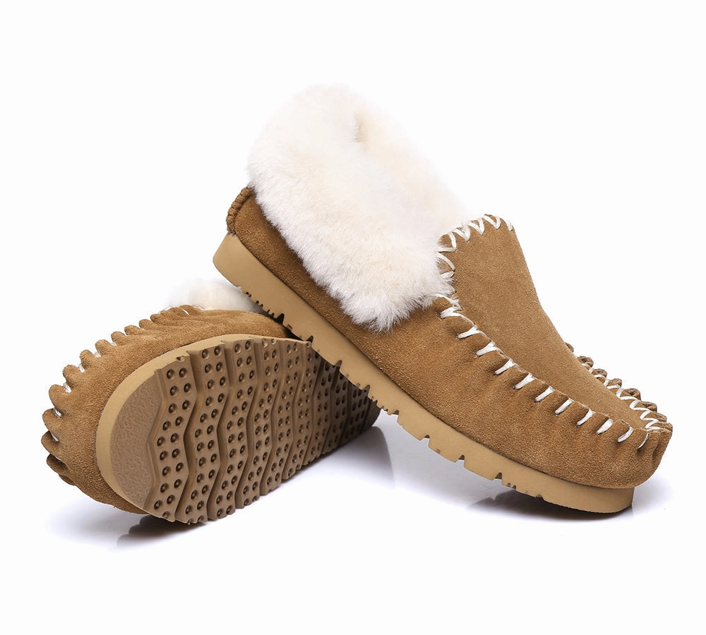AUSTRALIAN SHEPHERD UGG Slippers Men Sheepskin Wool Ankle Popo Moccasins Big Size Caribou Tasman Slippers