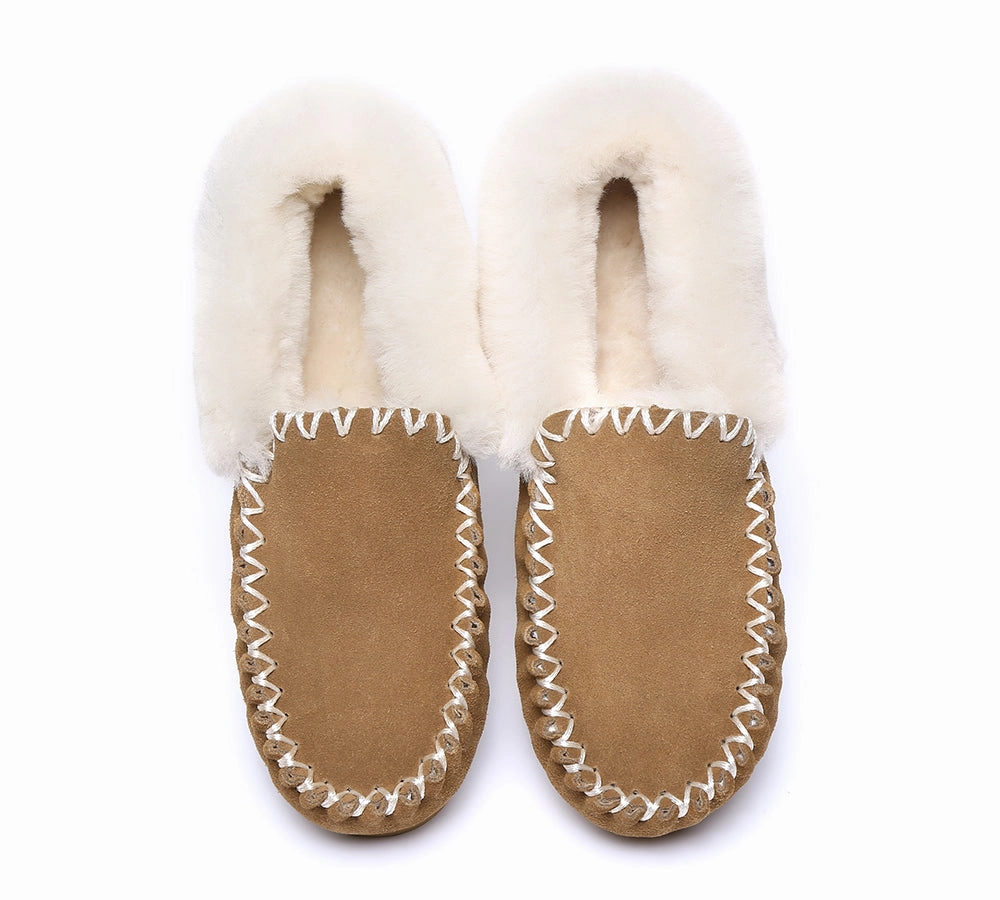 Slippers And Robe AUSTRALIAN SHEPHERD UGG Slippers Men Sheepskin Wool Ankle Popo Moccasins Big Size