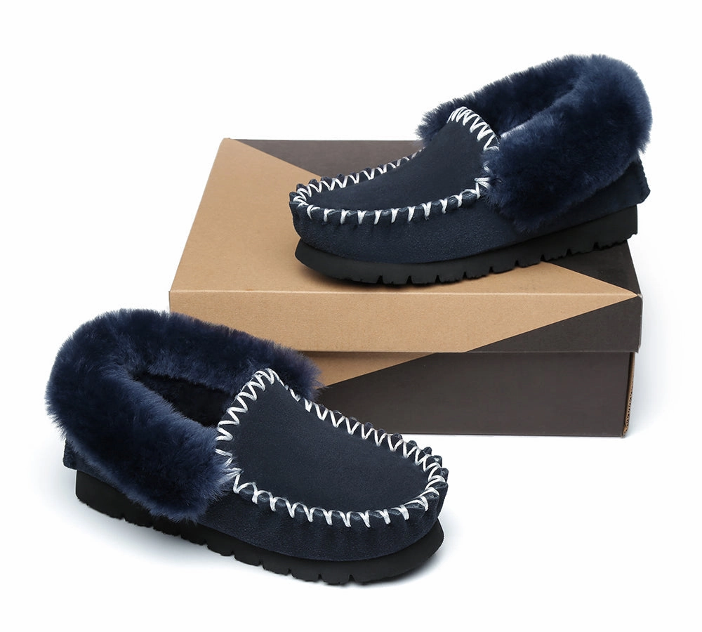 Olivia Morris Slippers AUSTRALIAN SHEPHERD UGG Slippers Men Sheepskin Wool Ankle Popo Moccasins Big Size