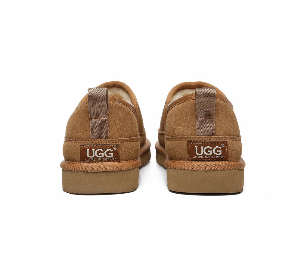 AUSTRALIAN SHEPHERD UGG Slippers Men Sheepskin Wool Ankle Porter Wedge Slides