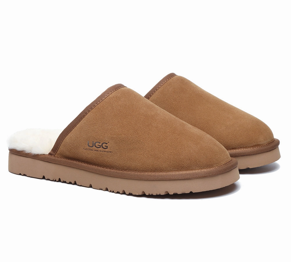 AUSTRALIAN SHEPHERD UGG Slippers Men Sheepskin Wool Scuff Cruz Diy Felted Wool Slippers